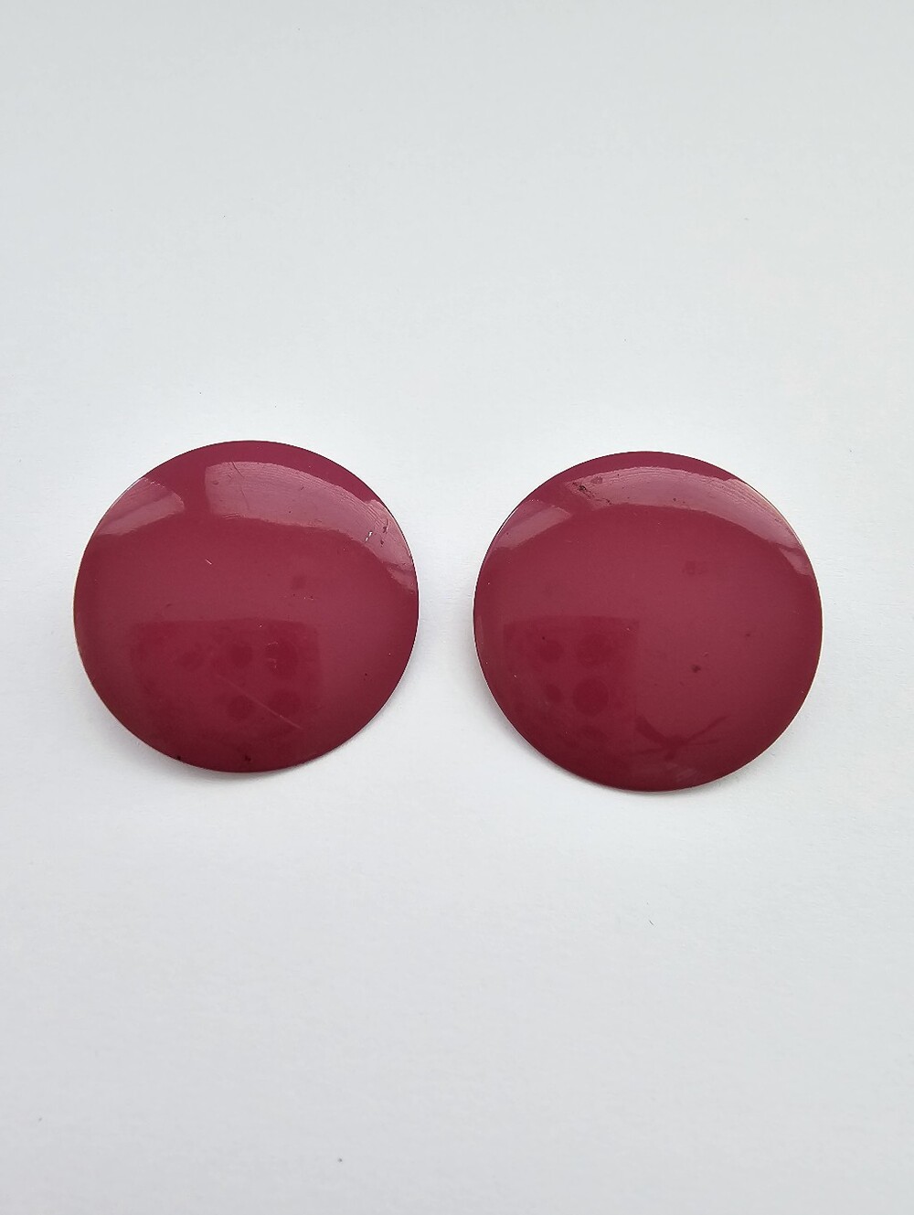 Vintage 80s Royal Purple Enamel Button Clip-On Earrings